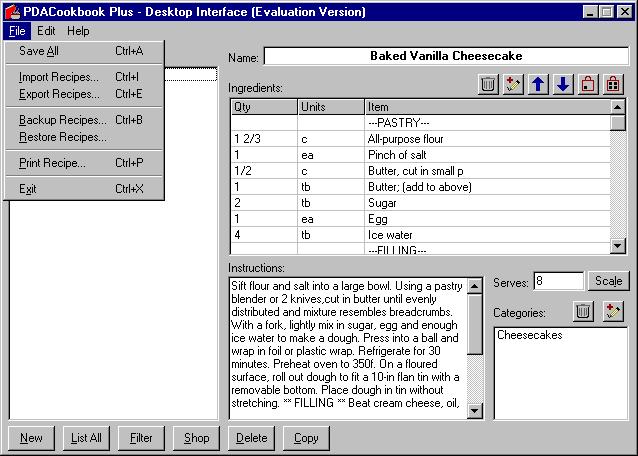 PDACookbook Plus Screenshot