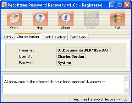 Peach Tree Password Recovery Screenshot