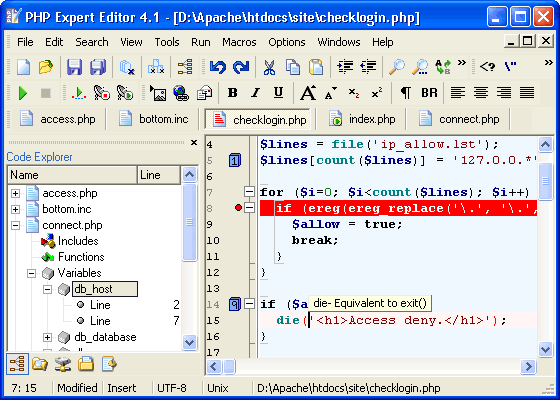 PHP Expert Editor Screenshot