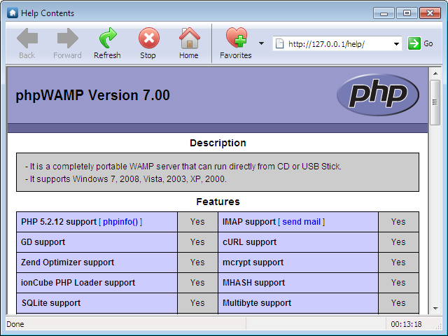 phpWAMP Screenshot