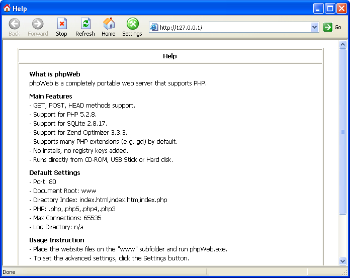 phpWeb Screenshot