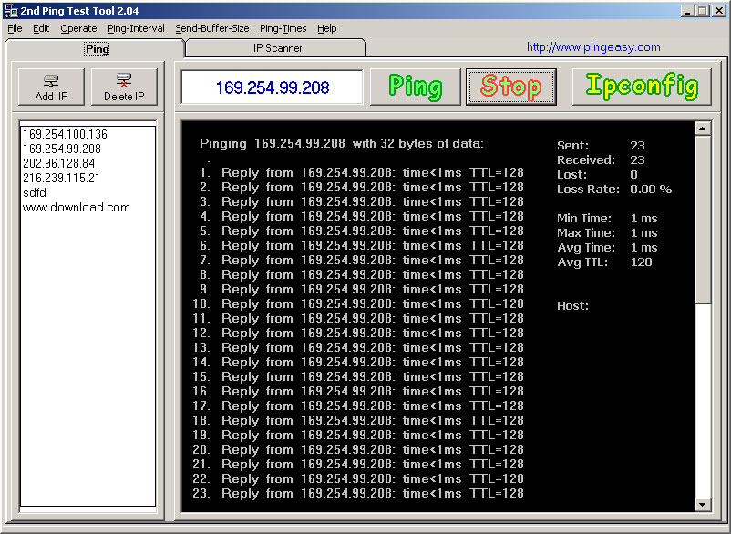 Ping Test Easy Freeware Screenshot