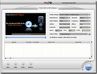Plato DVD to MP3 Ripper Screenshot