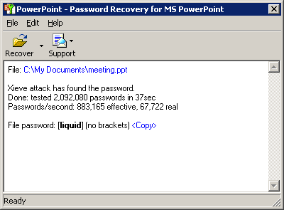 Powerpoint Password Recovery Key Screenshot