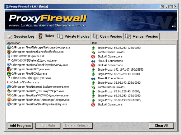 Proxy Firewall Screenshot