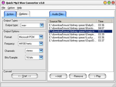 Quick MP3 WAV Converter Screenshot