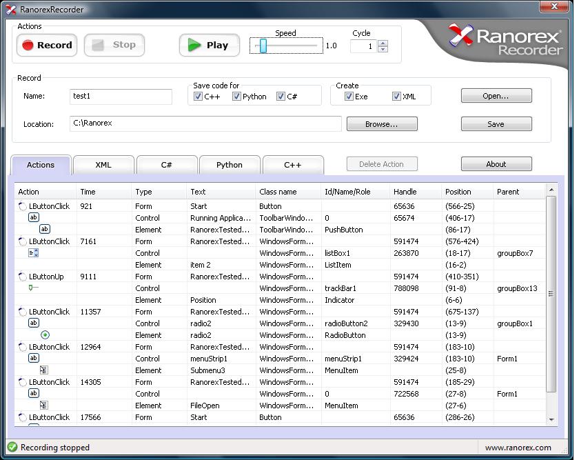 Ranorex Screenshot