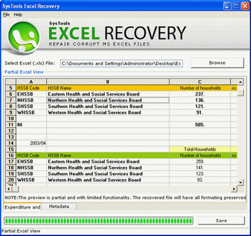 Recovery for Excel Screenshot
