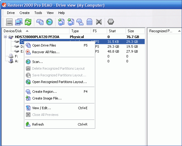 Restorer2000 Data Recovery Screenshot