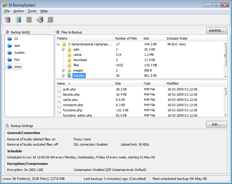 S3 BackupSystem Screenshot
