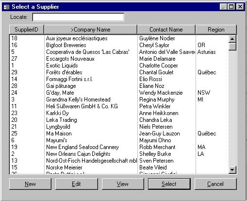 Selector for MS Access 97 Screenshot