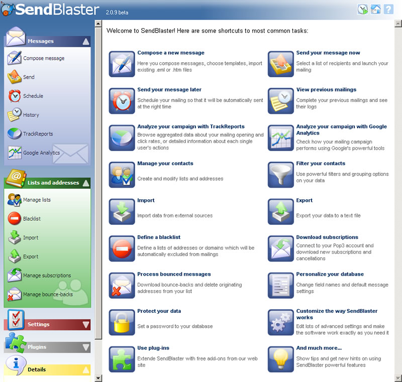 Sendblaster Screenshot