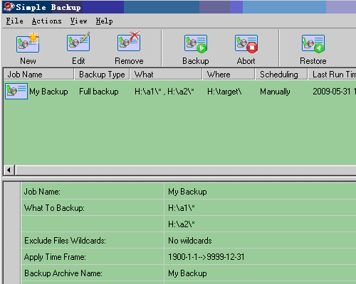 Simple Backup Screenshot