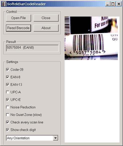 Softek Barcode Reader Toolkit Screenshot