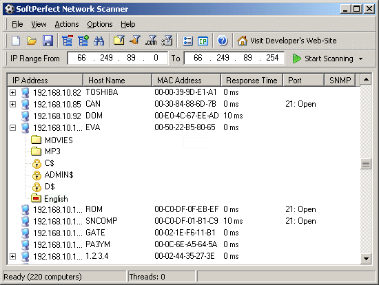 SoftPerfect Network Scanner Screenshot