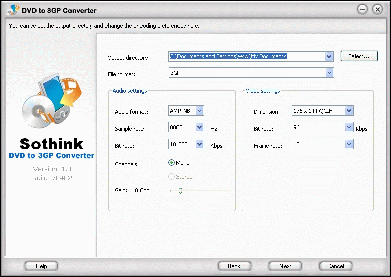 Sothink DVD to 3GP Converter Screenshot