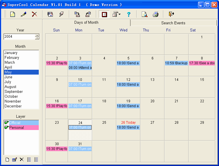 SuperCool Calendar Screenshot