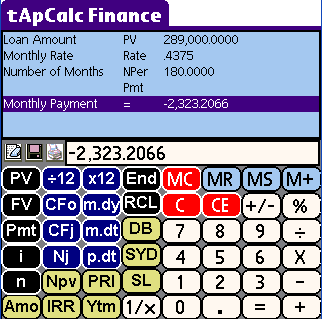 tApCalc Financial tape calculator(Palm High Res) Screenshot