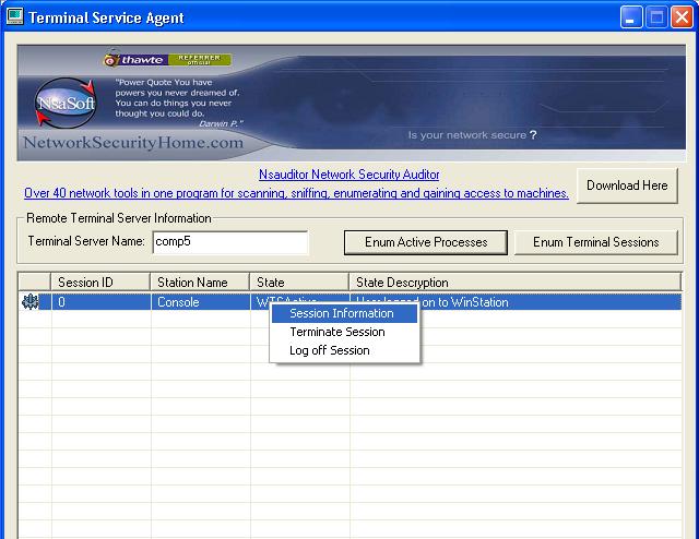 TerminalServiceAgent Screenshot