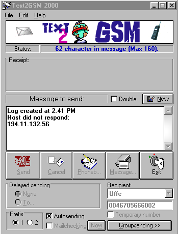 Text2GSM Screenshot