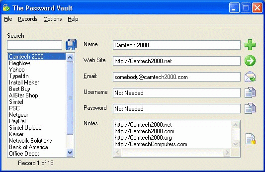 The Password Vault Screenshot