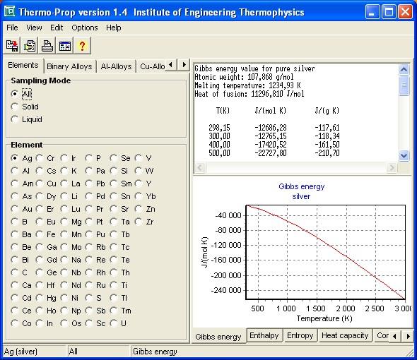 Thermophysical Properties - Thermo-Prop Screenshot