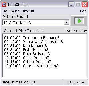 TimeChimes Automated Audio Player Screenshot