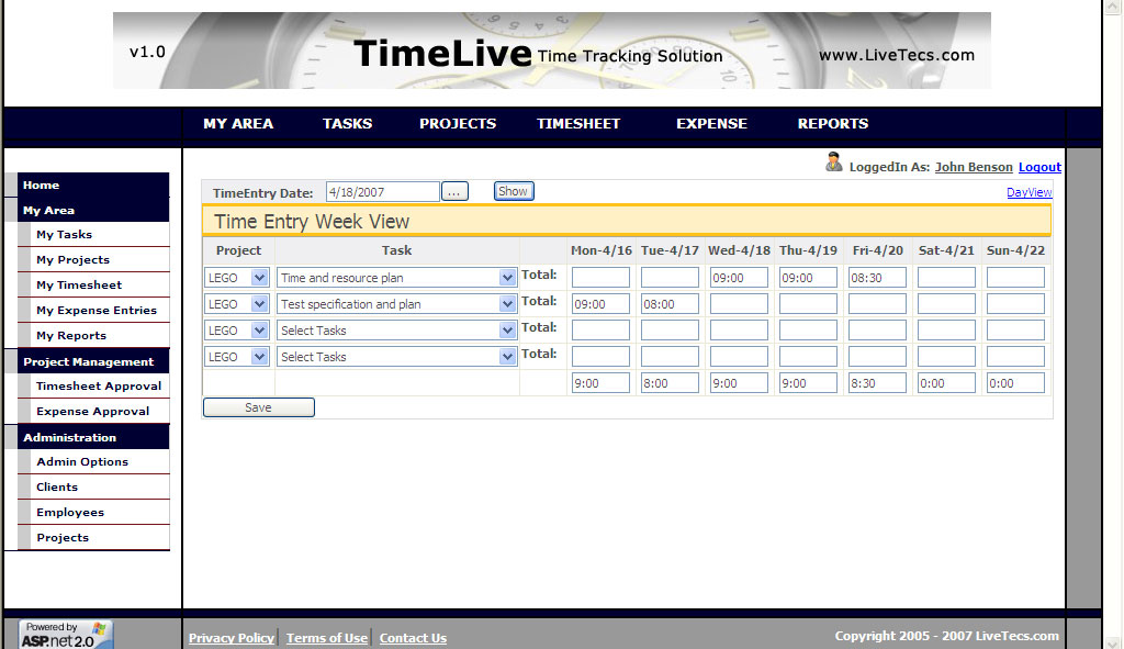 TimeLive Screenshot