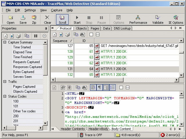 TracePlus Web Detective (Standard Edition) Screenshot