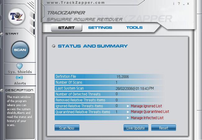 TZ Spyware-Adware Remover Screenshot