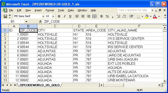 United States ZIP Code Database (Gold Edition) Screenshot