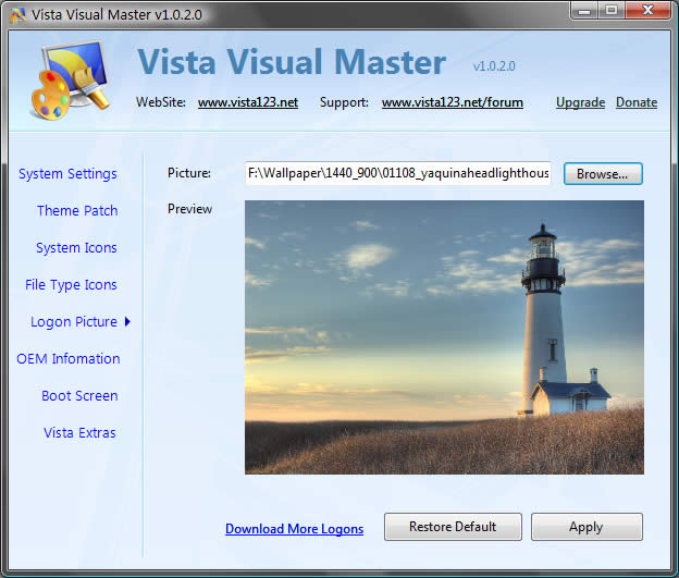 Vista Visual Master Screenshot