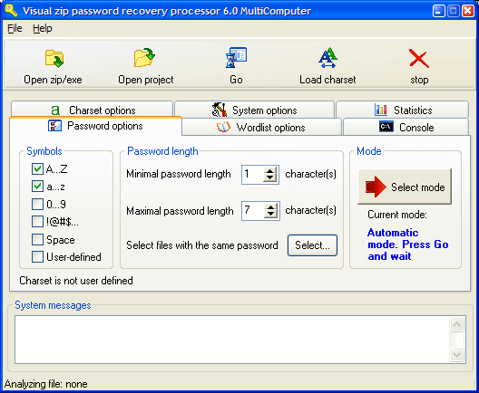 Visual Zip Password Recovery Processor Screenshot