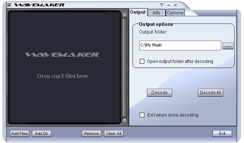 WaveMaker MP3 to WAV Converter Screenshot