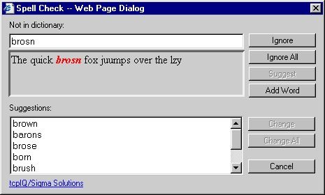 Web Browser Spell Check Screenshot