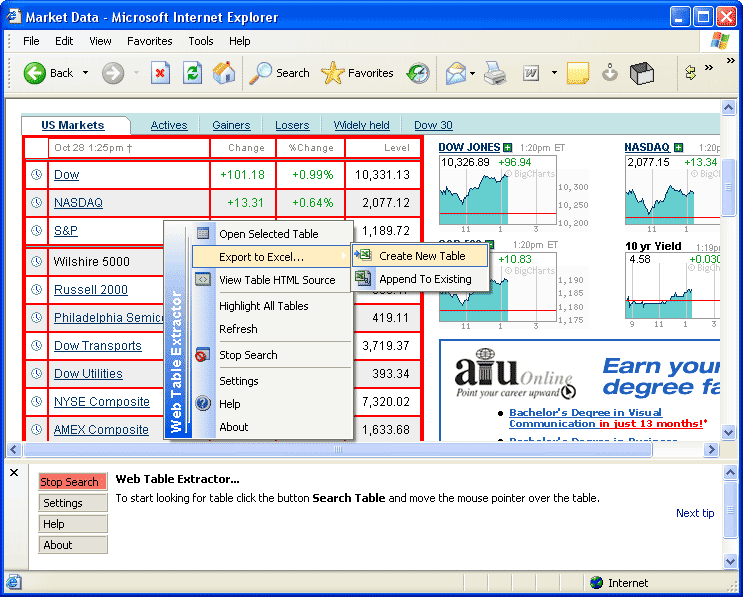 Web Table Extractor Screenshot