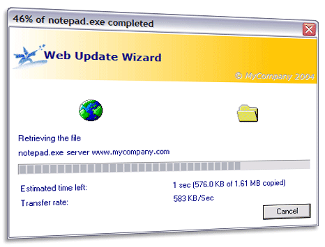 Web Update Wizard Screenshot