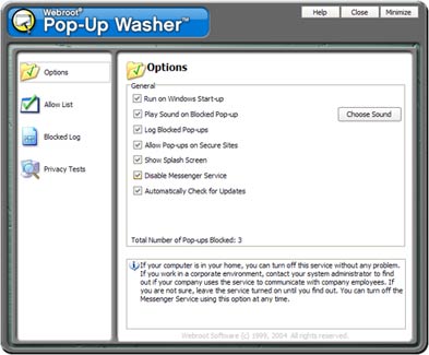 Webroot Pop-Up Washer Screenshot