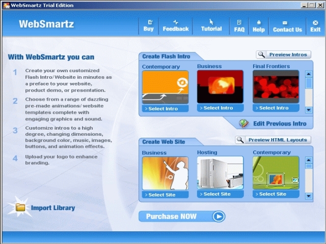Websmartz Website Builder, Flash Intros Screenshot