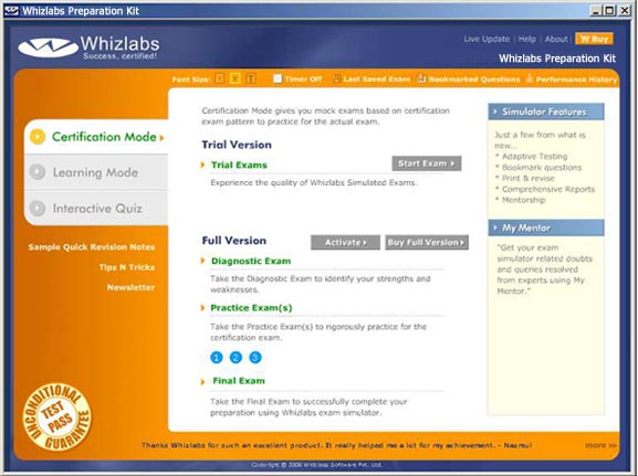Whizlabs OCP 9i (1Z0-033) Kit Screenshot