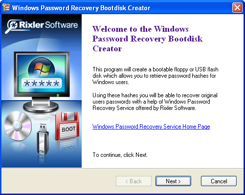 Windows Password Recovery Bootdisk Screenshot