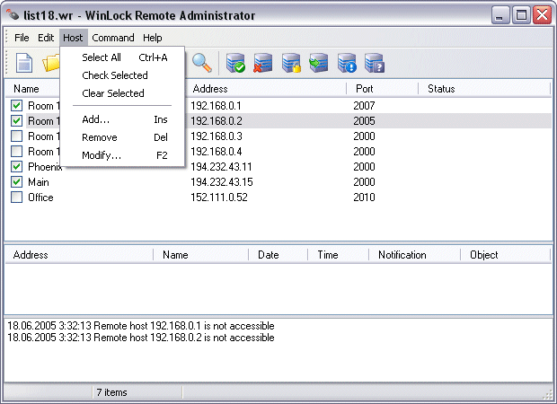 WinLock Remote Administrator Screenshot
