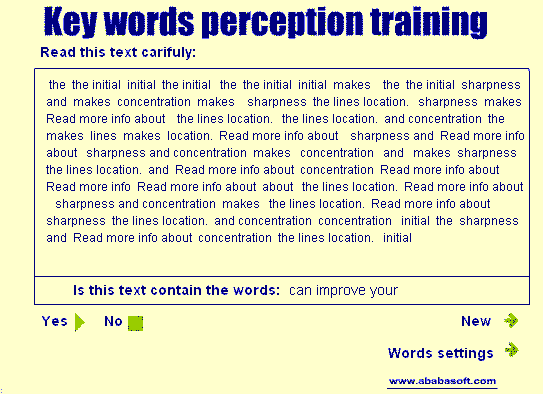 Words Perception Screenshot