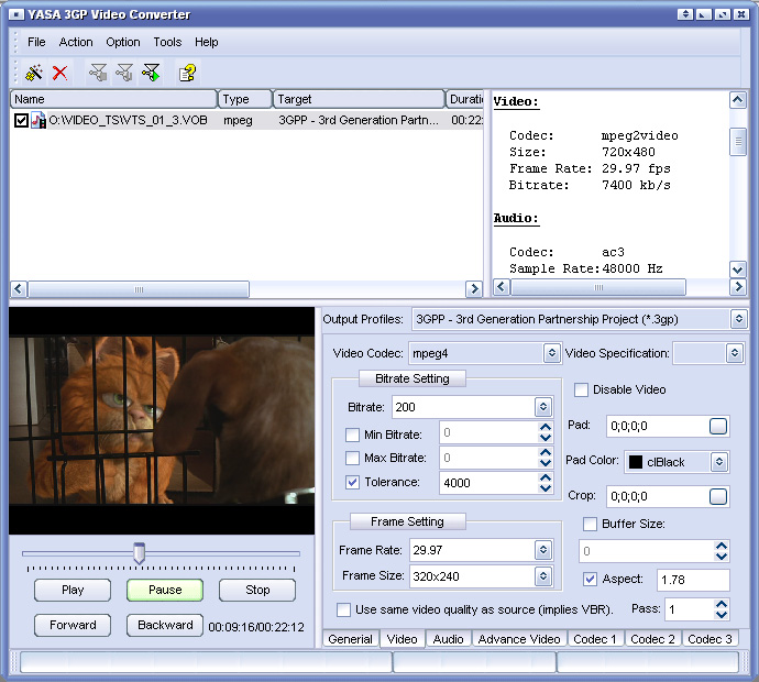 YASA 3GP Video Converter Screenshot