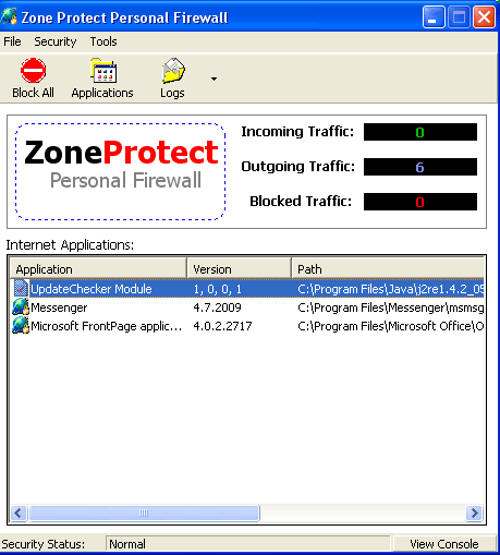 ZoneProtect Personal Firewall Screenshot