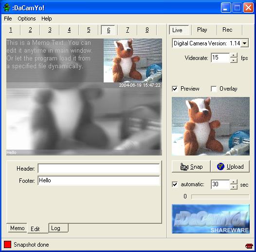 :DaCamYo! - Webcam Software Screenshot