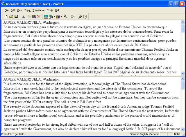 @promt Express Translator English Spanish Screenshot