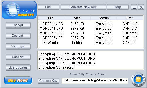 1 Click Encrypt File Folder Encryption Screenshot