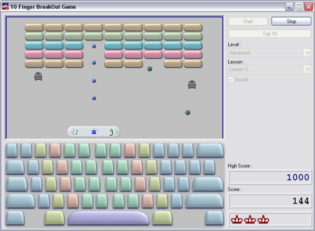 10 Finger BreakOut - Free Typing Game Screenshot