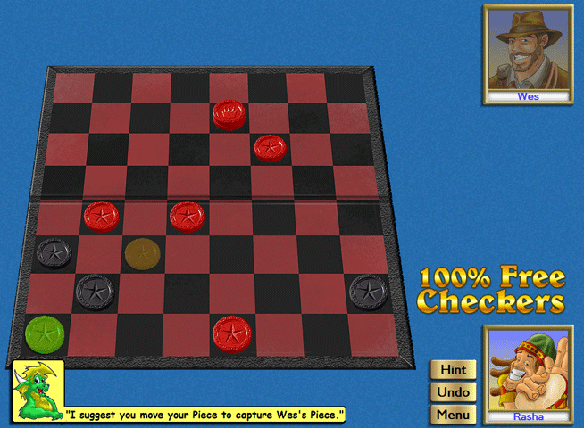 100% Free Checkers Board Game Windows Screenshot